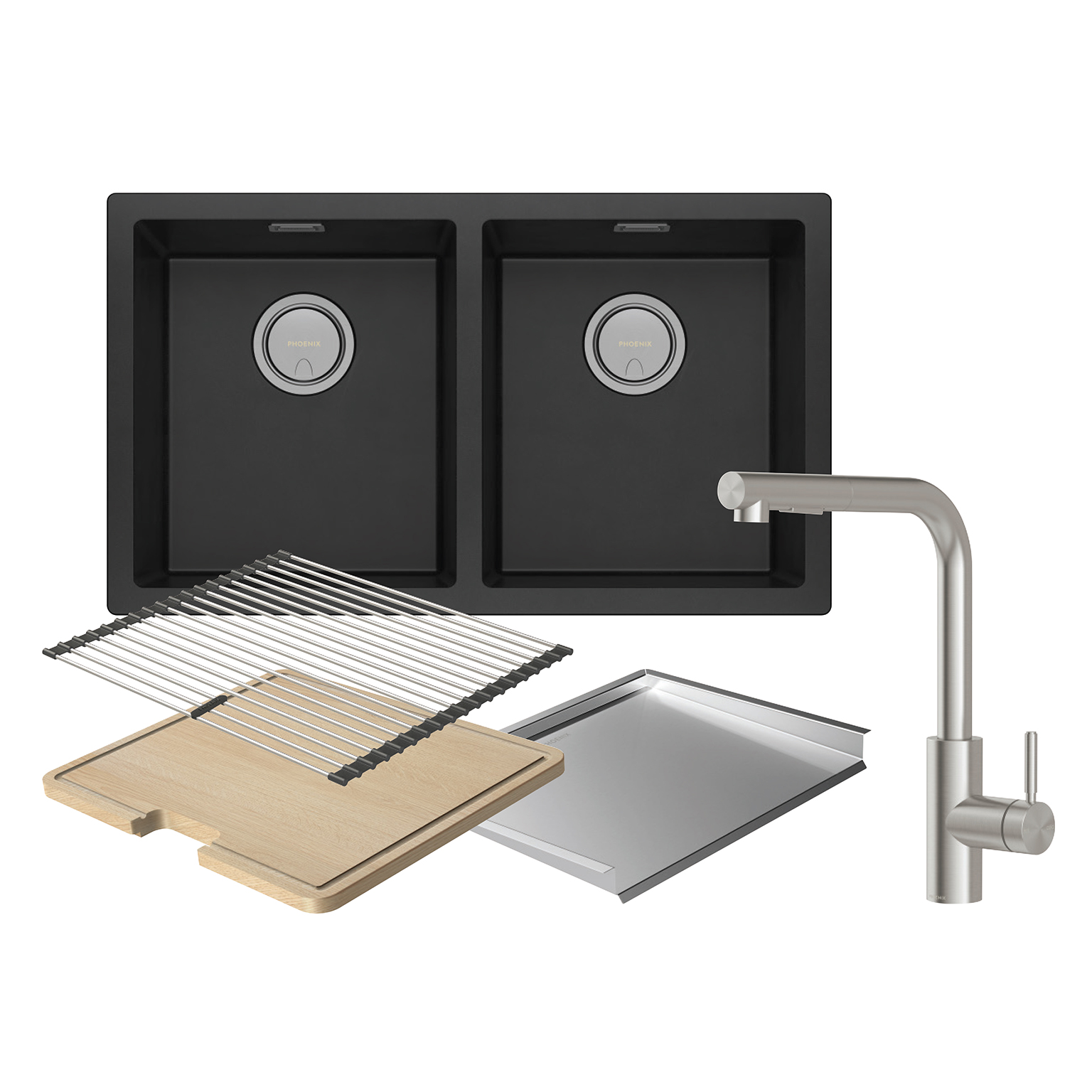 Sink Package 1 - Matte Black Sink & Stainless Steel Mixer